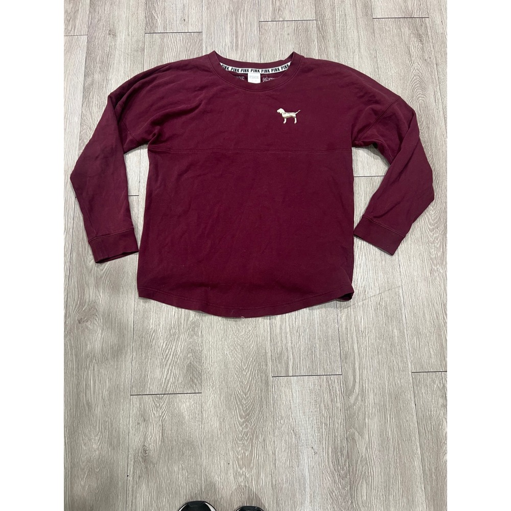 Victoria's Secret PINK Burgundy Sparkle Sequins Crewneck  Medium Y2K Cozy Glam